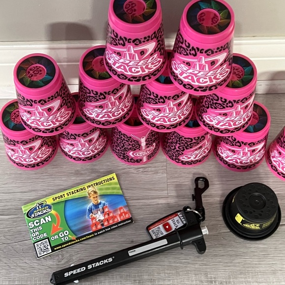 New Speed Stacks Custom Set Limited Edition Pink Zippy Leopard Cup Keeper - Picture 3 of 6